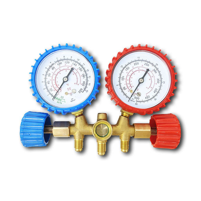 AC Charging Commercial Refrigeration Repair Parts Brass Manifold Gauge ISO