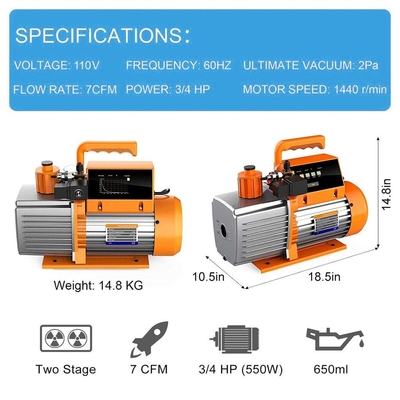 SVP-7 HVAC 7 Cfm Vacuum Pump 0.75 HP Dual Stage With Touch Screen