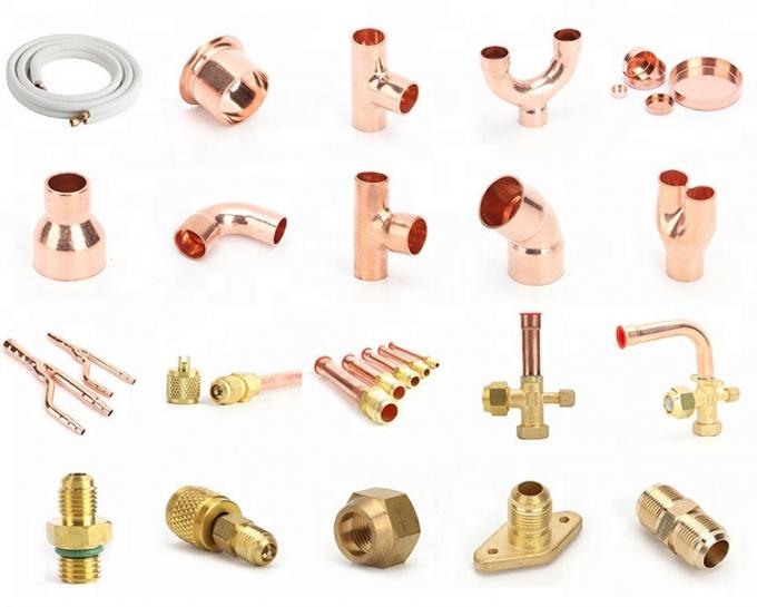 Female Refrigeration Pipe Fittings Round Brass Tube Connector For Copper Pipe